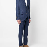 Brunello Cucinelli Linen Leisure Fit Suit - Blue