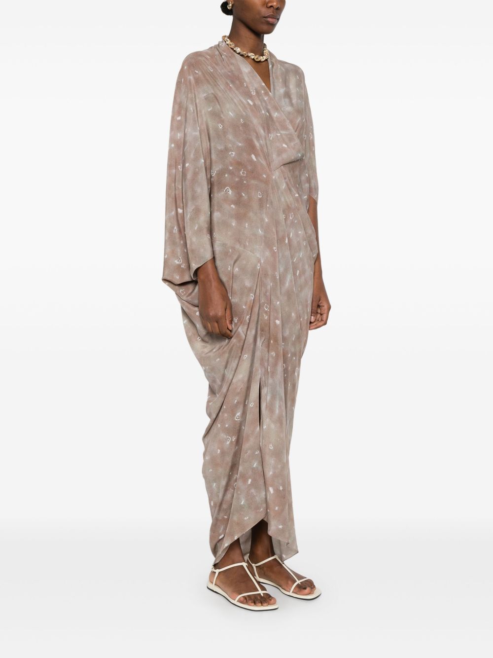 Cortana Silk Long Dress In Beige