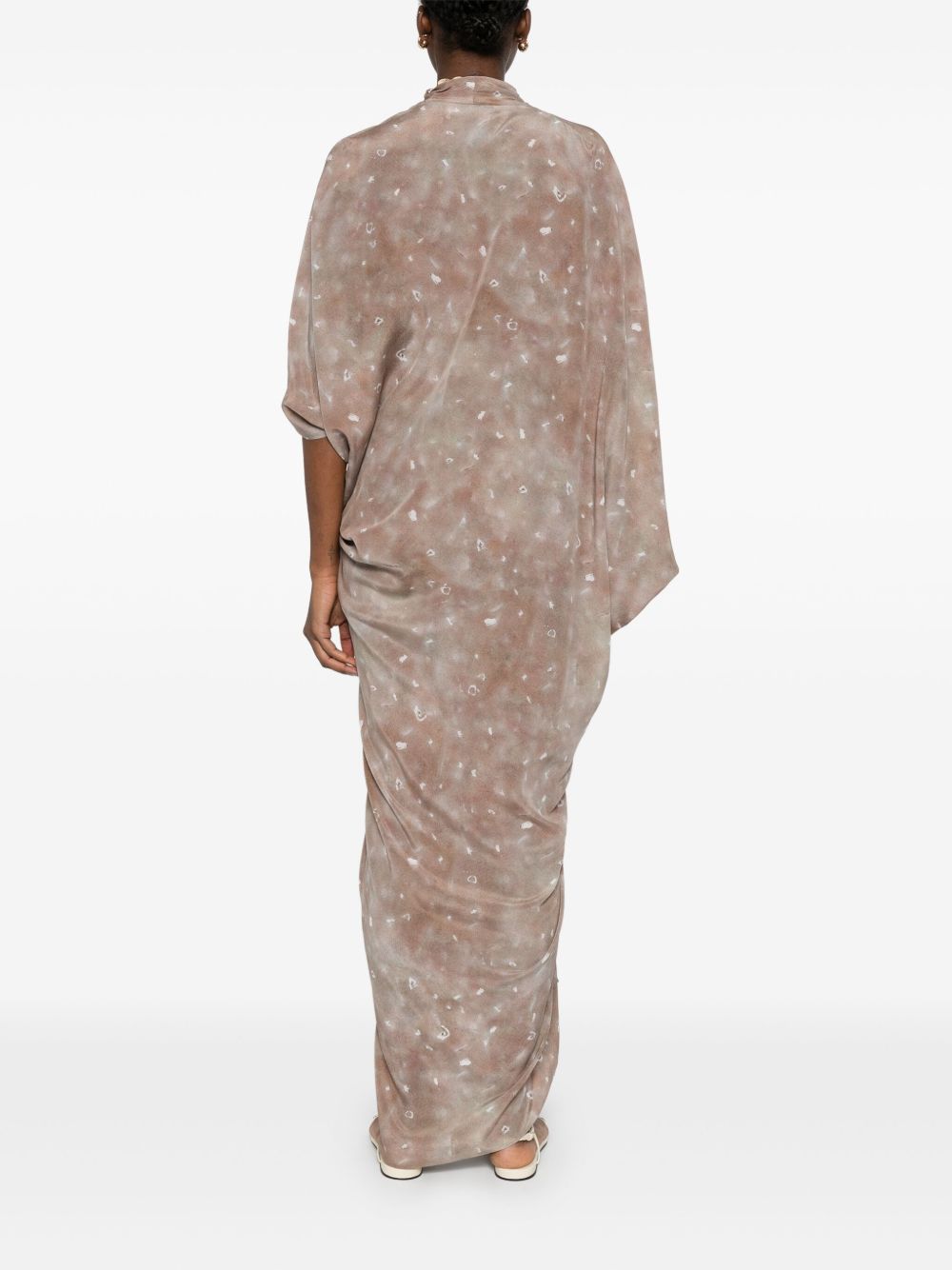 Cortana Silk Long Dress In Beige