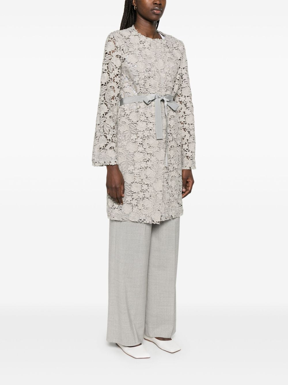 Parosh Lace Jacket In Light Grey