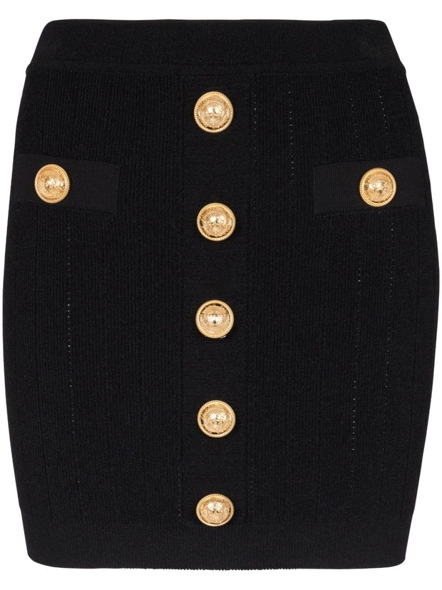 Balmain Button Embellished Knitted Skirt