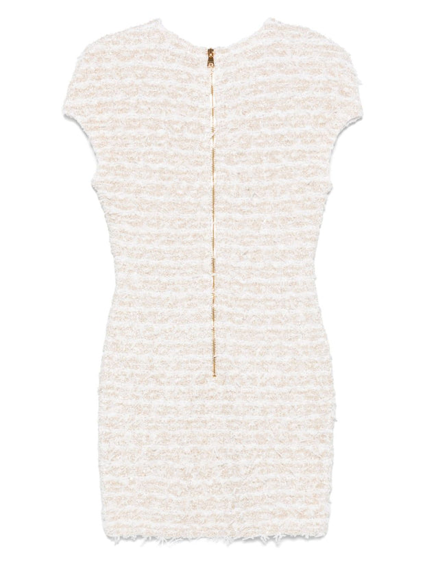 Balmain Tweed Mini Dress In White