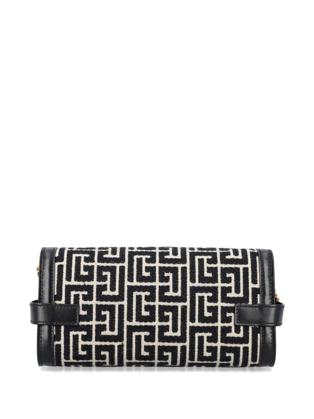 Balmain B-Buzz 23 Jacquard And Leather Clutch Bag In Black