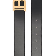 Balmain Black Leather B-belt