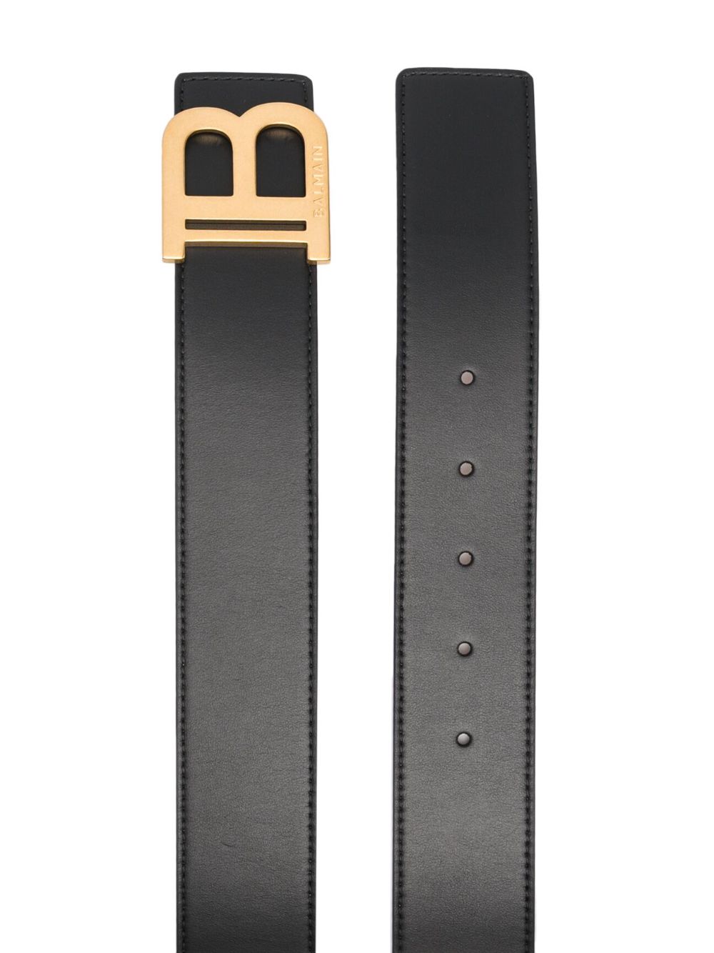 Balmain Black Leather B-belt