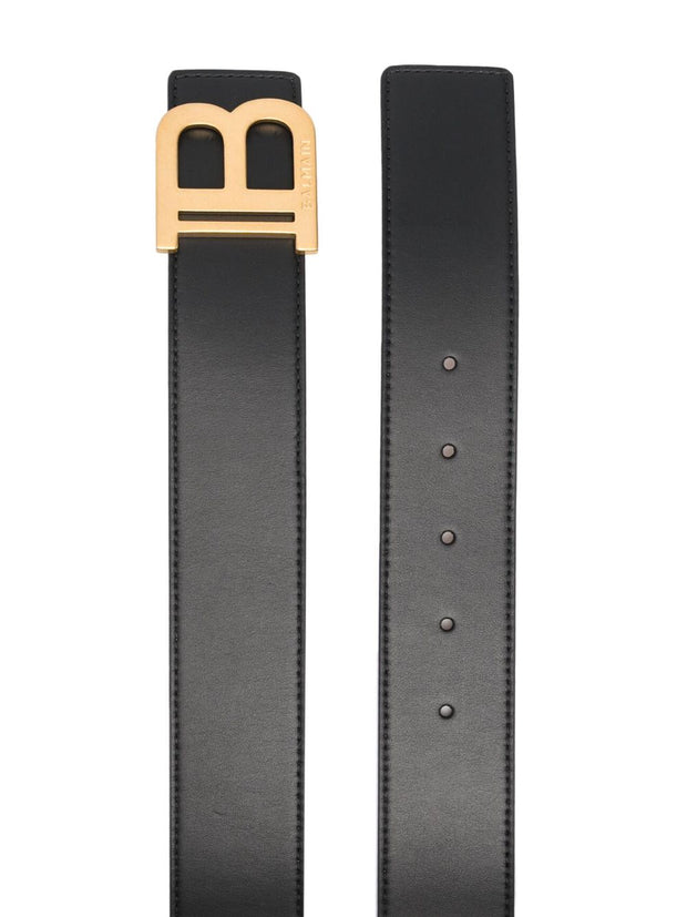 Balmain Black Leather B-belt