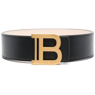 Balmain Black Leather B-belt