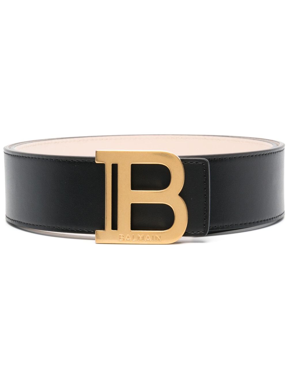 Balmain Black Leather B-belt