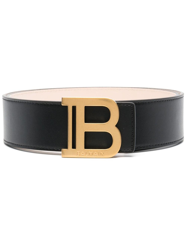 Balmain Black Leather B-belt