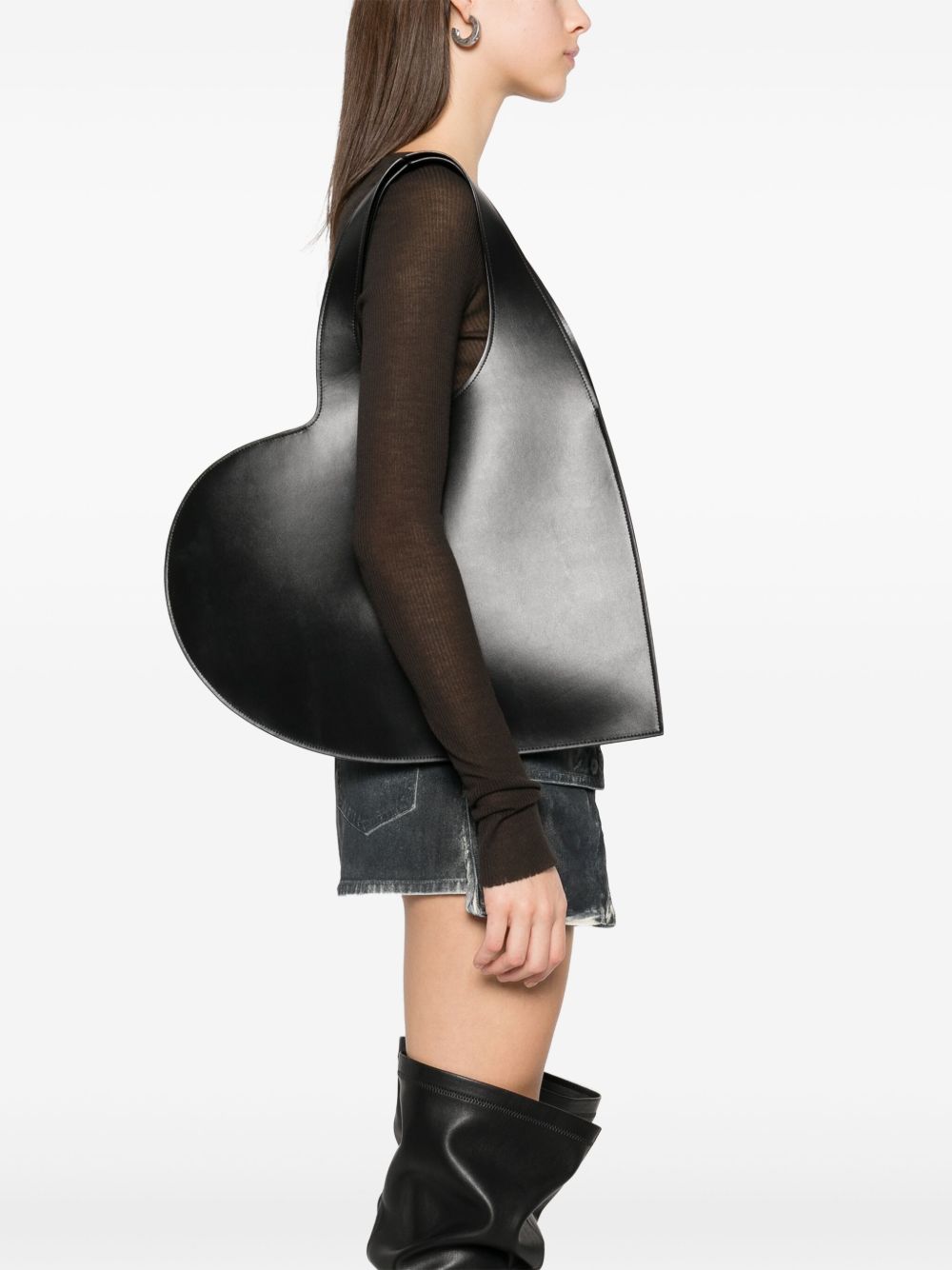 Coperni Heart Tote Bag In Black