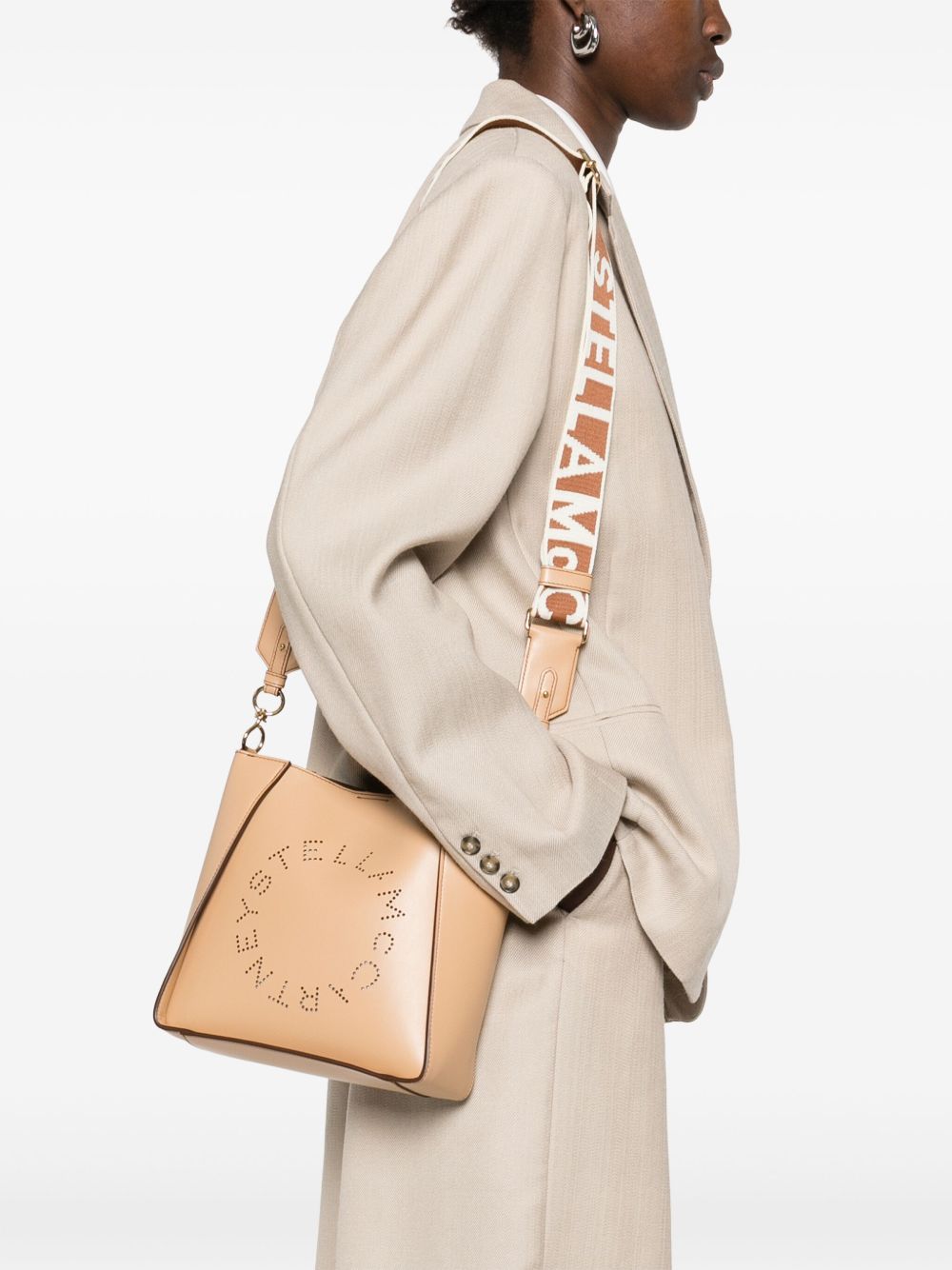 Stella McCartney Logo Crossbody Bag In Beige