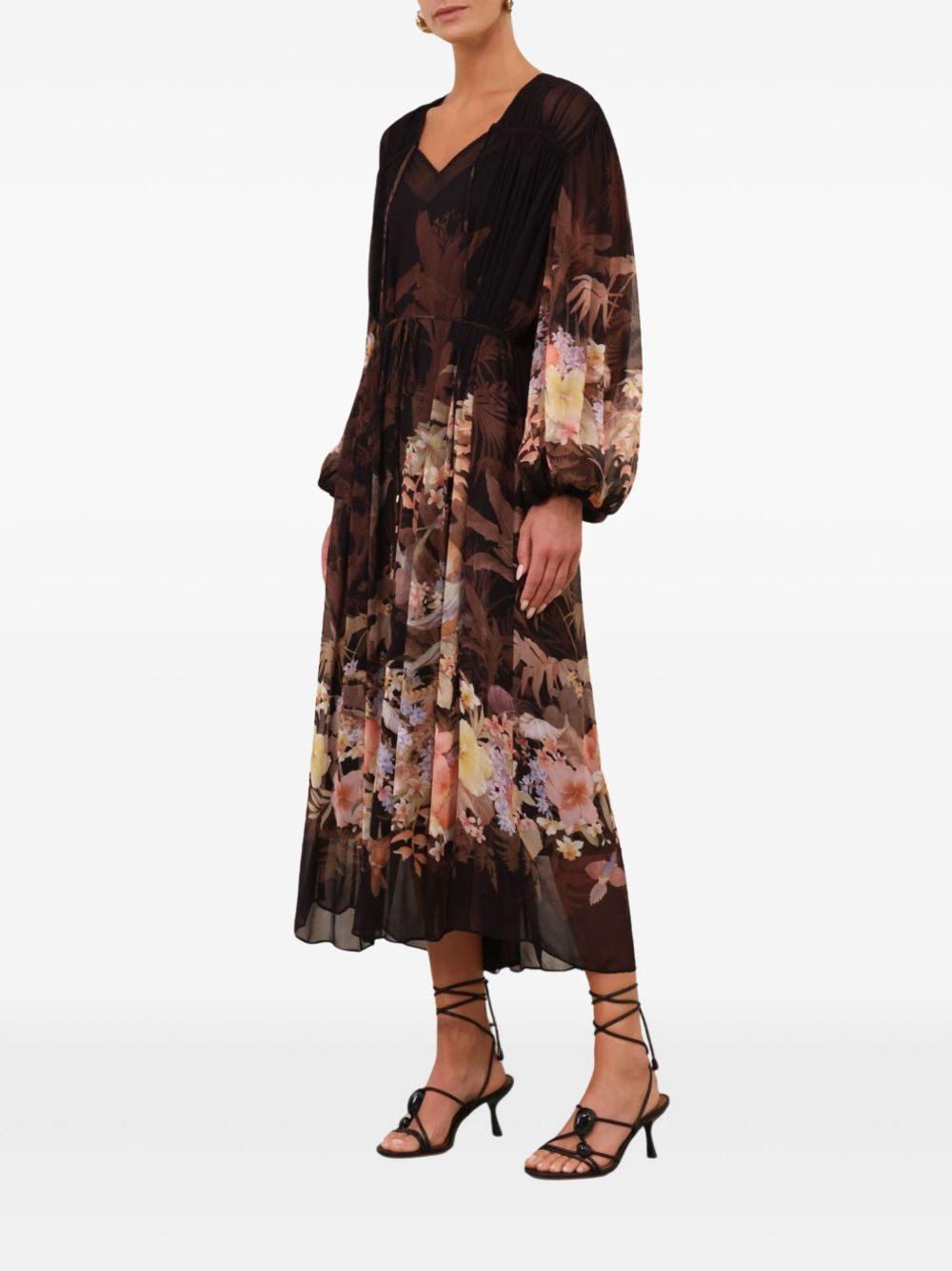 Zimmermann Floral Print V-neck Midi Dress