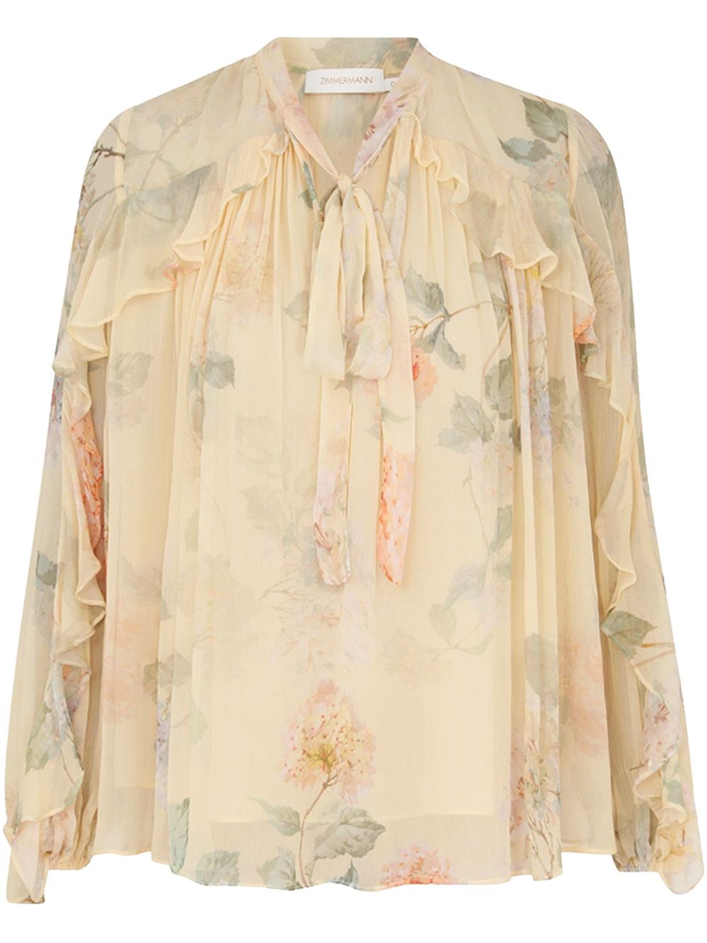 Zimmermann Floral Print Top With Ruffle Detail