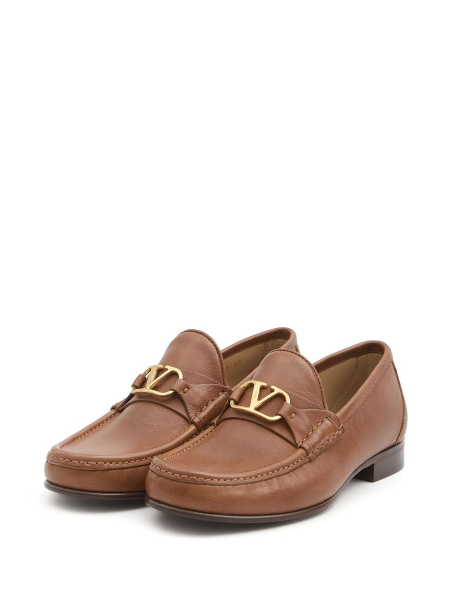 Valentino Garavani VLogo Signature Leather Loafers - Leather Brown