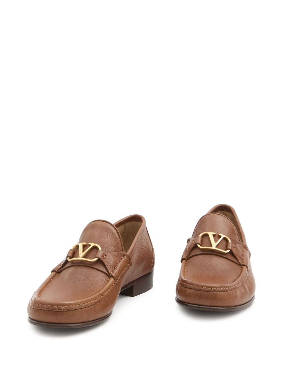 Valentino Garavani VLogo Signature Leather Loafers - Leather Brown