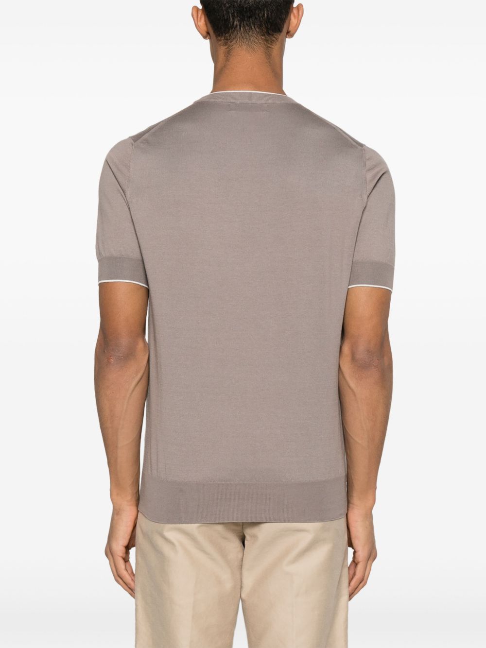 Brunello Cucinelli Knitted Cotton T-shirt In Brown