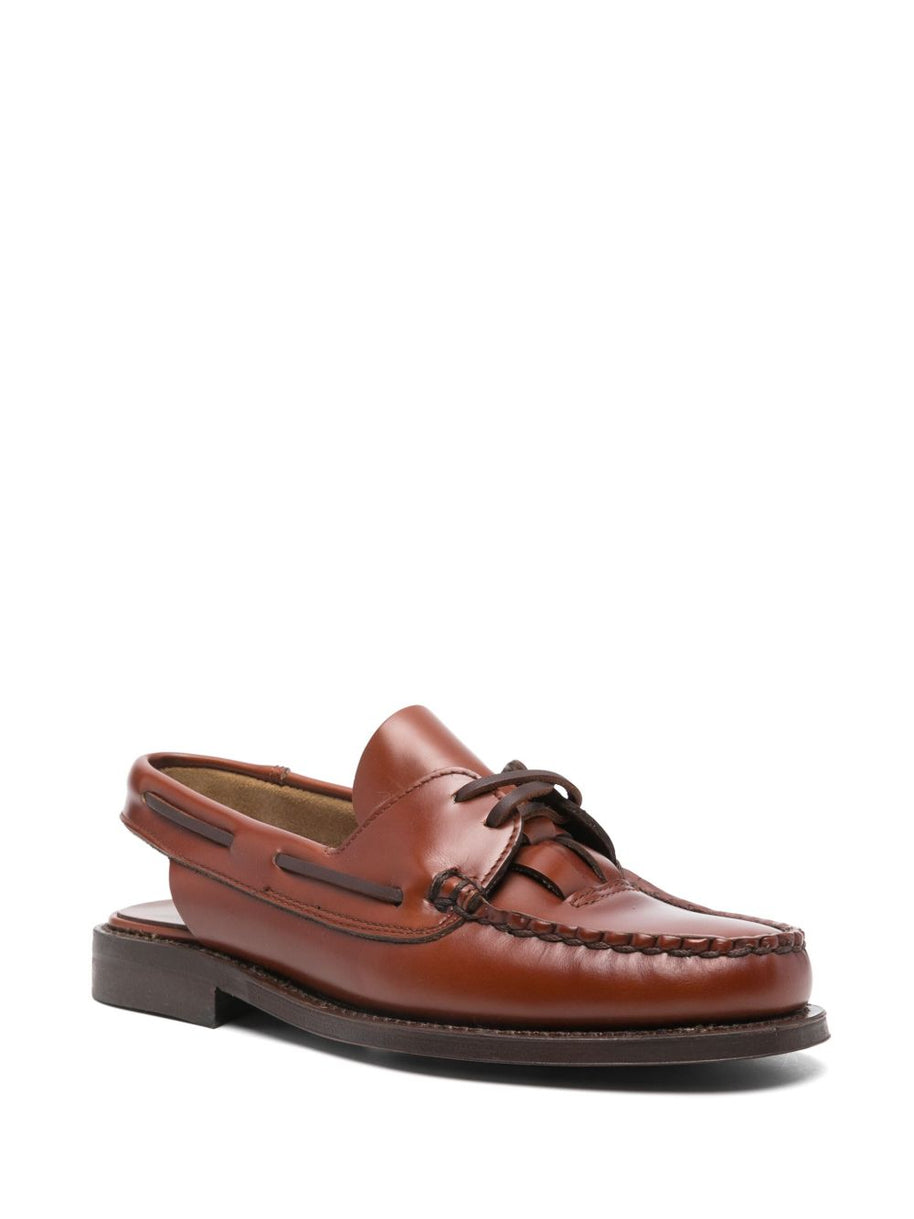 HEREU  Saler Leather Slingback Loafers - Leather Brown