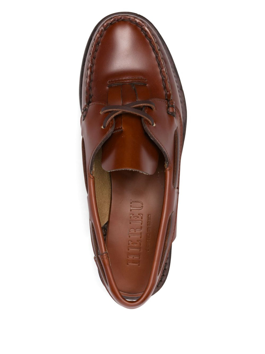 HEREU  Saler Leather Slingback Loafers - Leather Brown