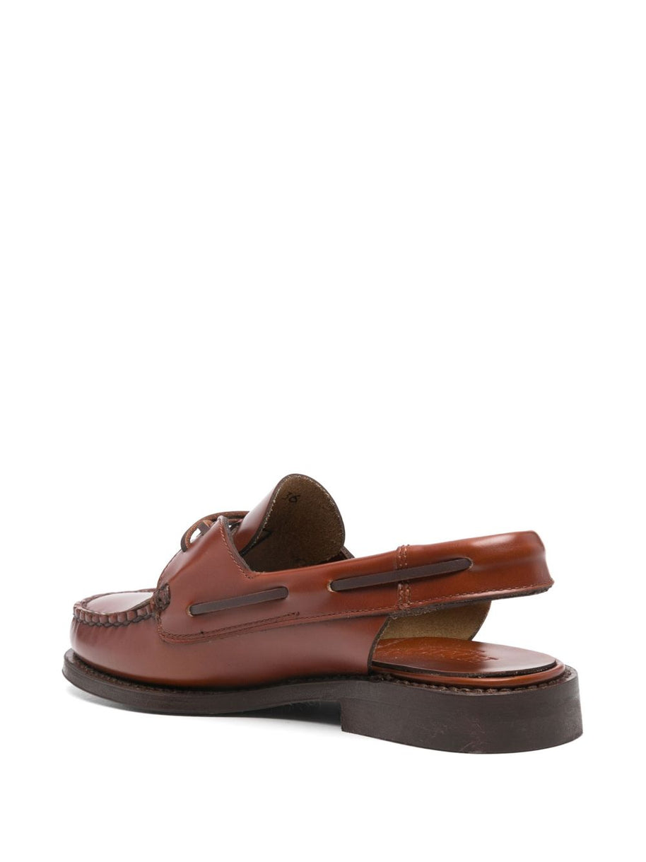 HEREU  Saler Leather Slingback Loafers - Leather Brown