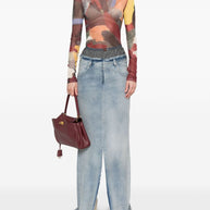 Maison Margiela Denim Midi Skirt In Clear Blue