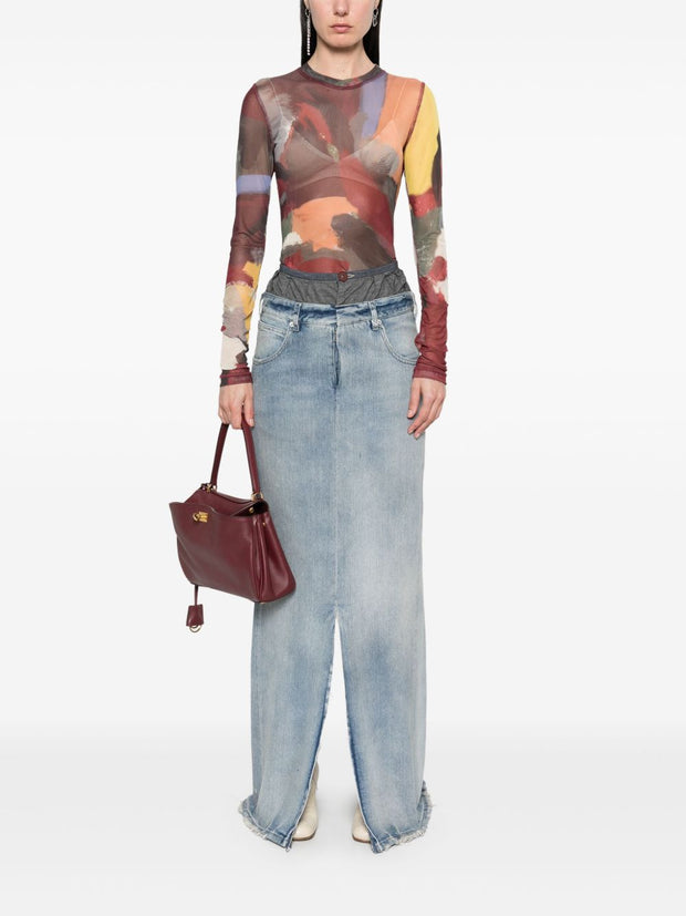 Maison Margiela Denim Midi Skirt In Clear Blue