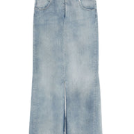 Maison Margiela Denim Midi Skirt In Clear Blue