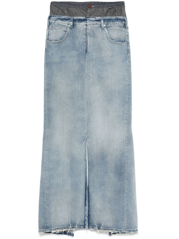 Maison Margiela Denim Midi Skirt In Clear Blue