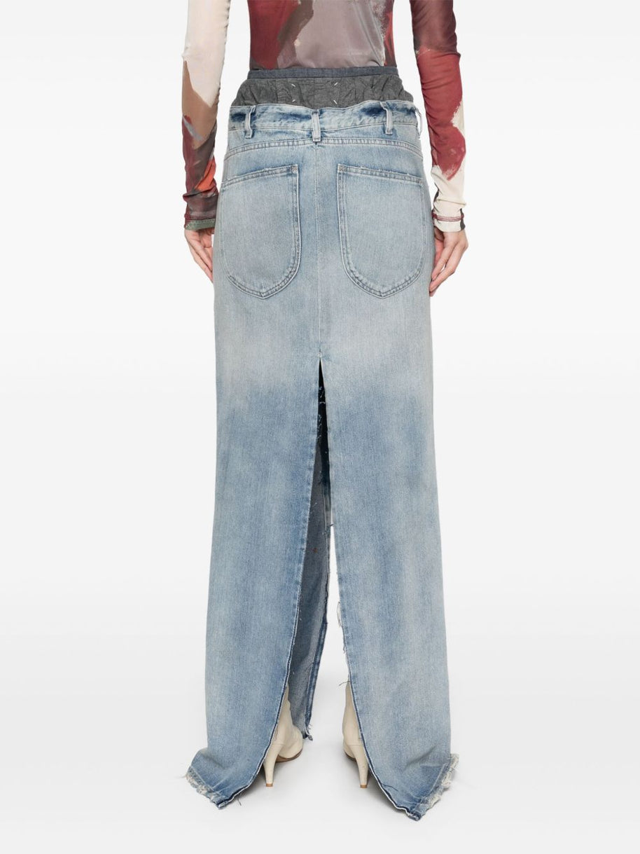 Maison Margiela Denim Midi Skirt In Clear Blue