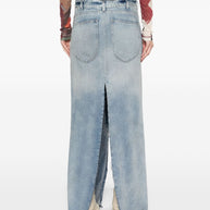 Maison Margiela Denim Midi Skirt In Clear Blue