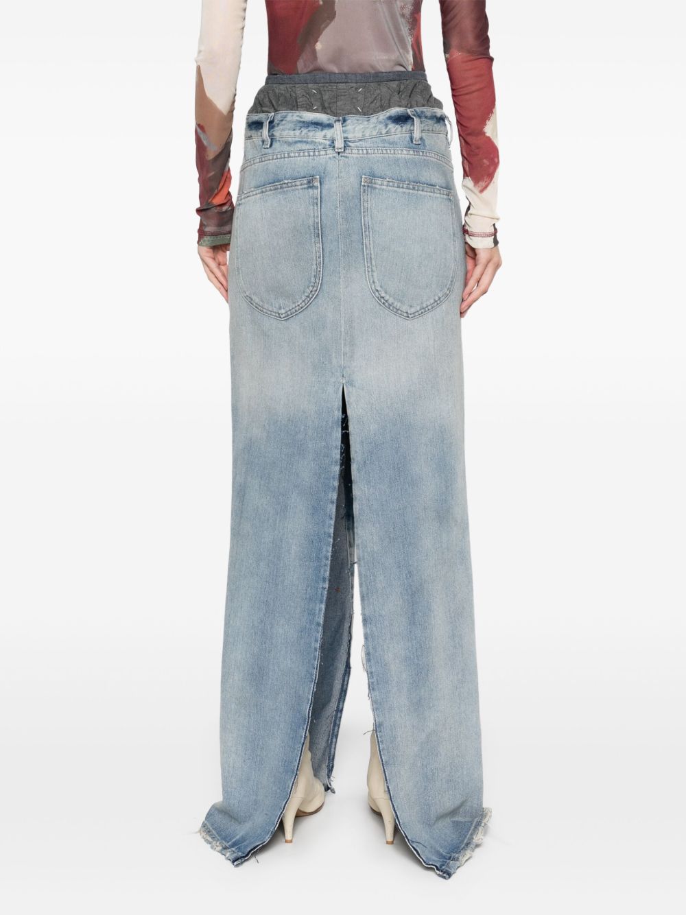 Maison Margiela Denim Midi Skirt In Clear Blue