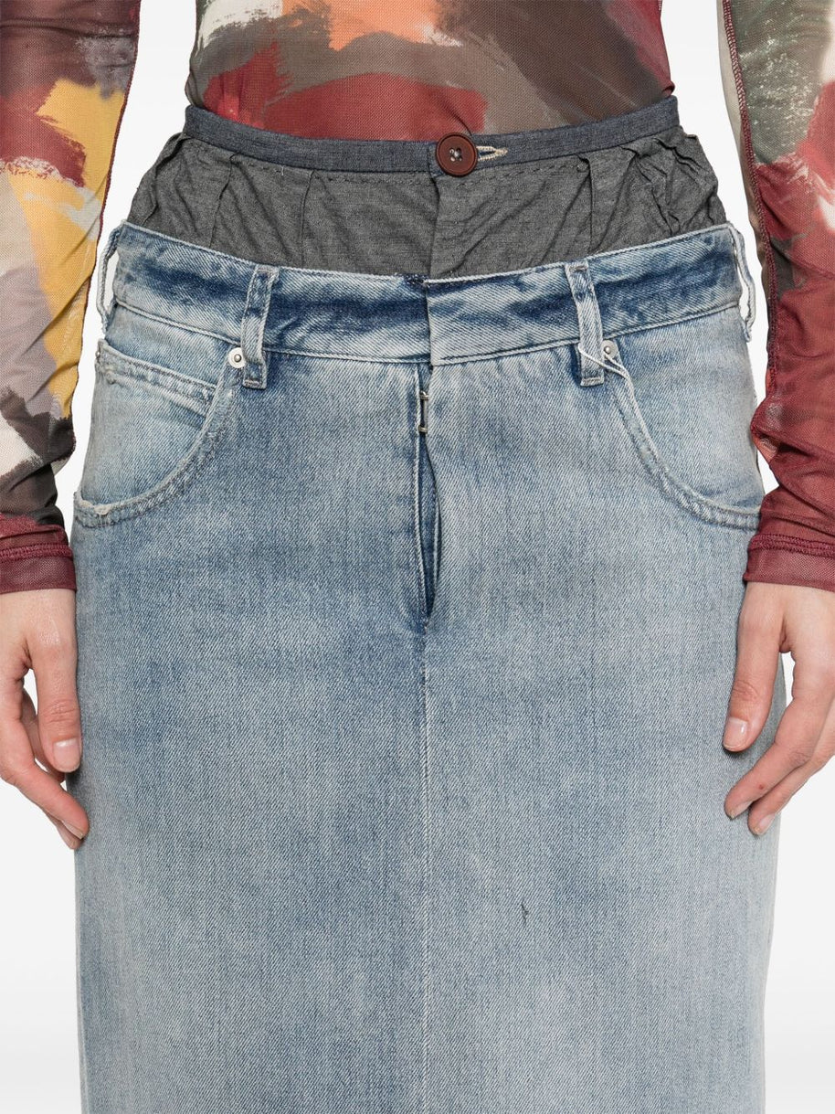 Maison Margiela Denim Midi Skirt In Clear Blue