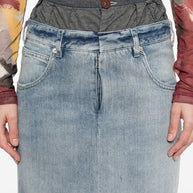 Maison Margiela Denim Midi Skirt In Clear Blue