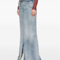 Maison Margiela Denim Midi Skirt In Clear Blue