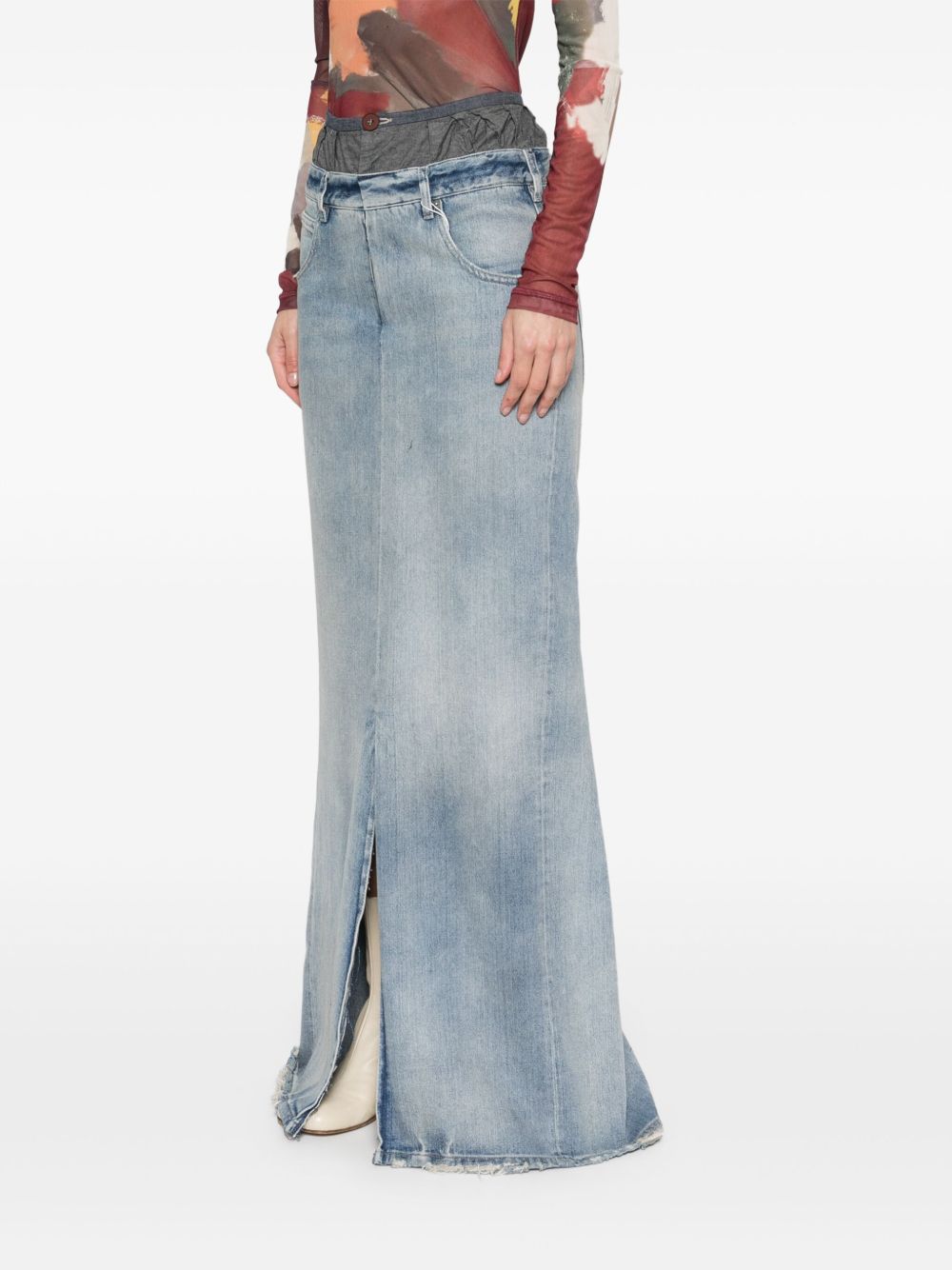 Maison Margiela Denim Midi Skirt In Clear Blue