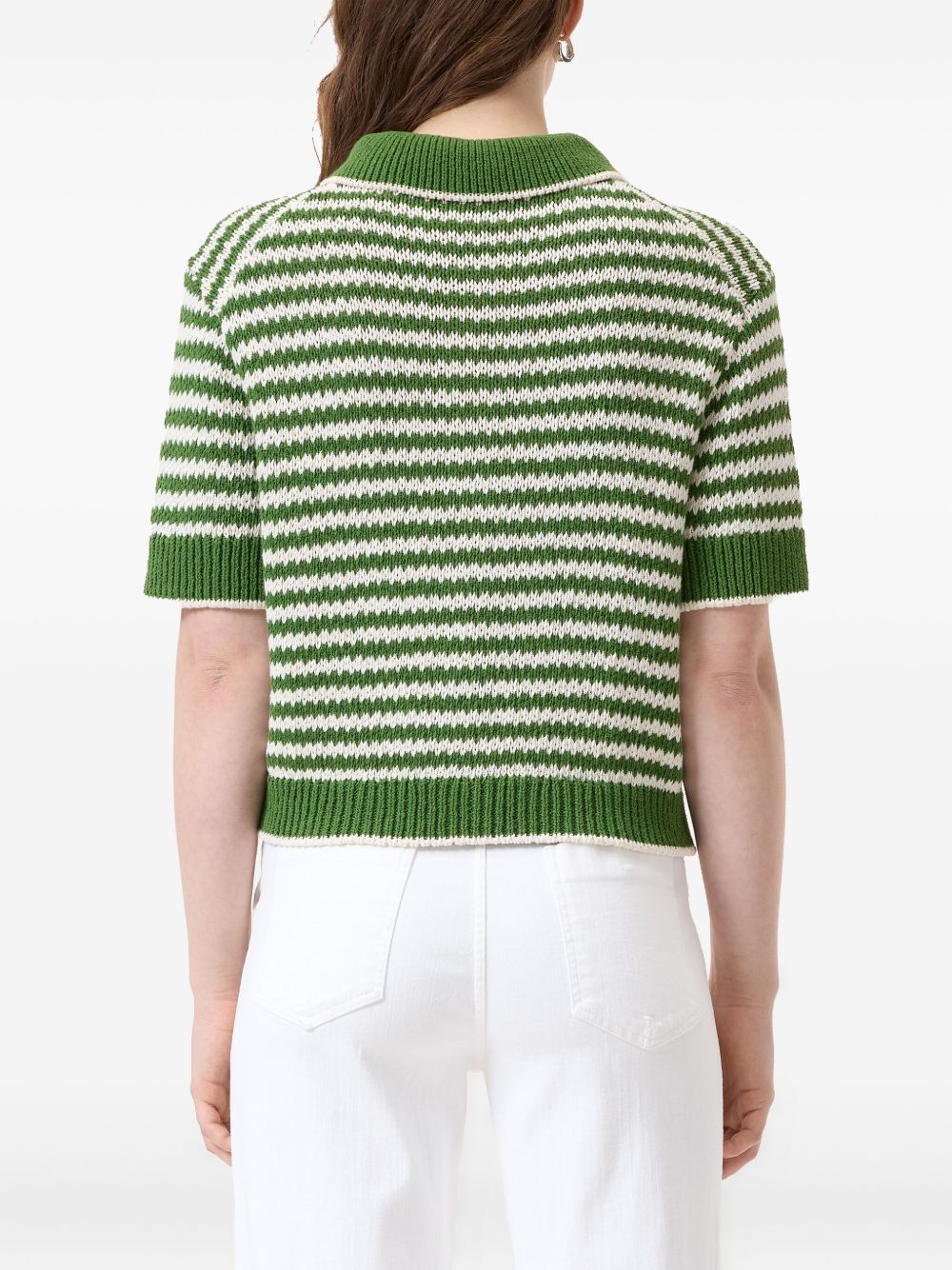 Closed Striped Cotton Sweater in Green