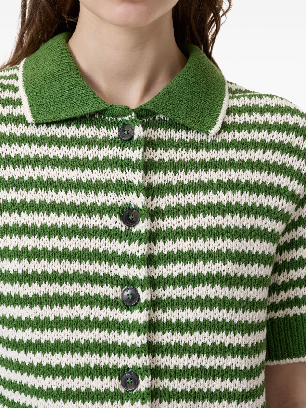 Closed Striped Cotton Sweater in Green