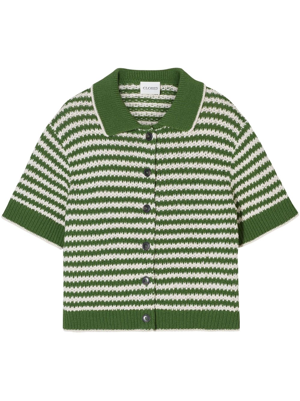 Closed Striped Cotton Sweater in Green