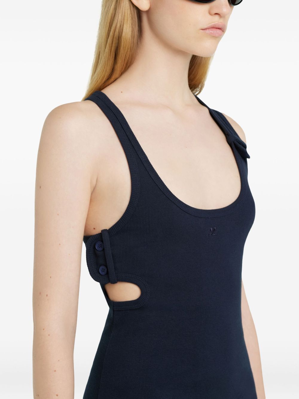 COURREGES PRE '90's Rib Mini Dress In Blue