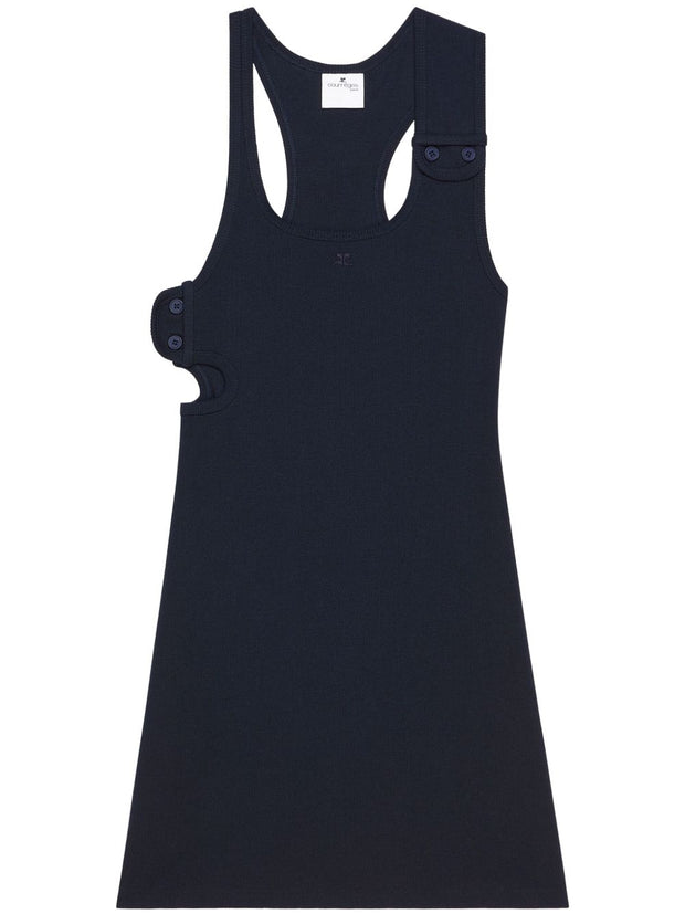 COURREGES PRE '90's Rib Mini Dress In Blue