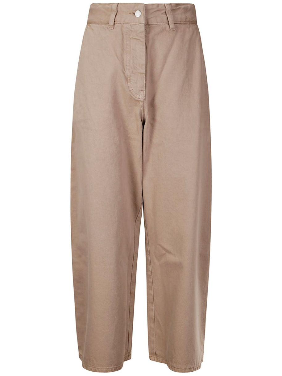 STUDIO NICHOLSON PRE Chalco Wide Leg Cropped Jeans In Camel