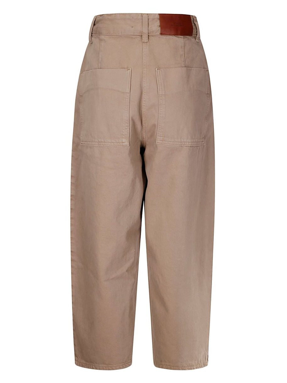 STUDIO NICHOLSON PRE Chalco Wide Leg Cropped Jeans In Camel