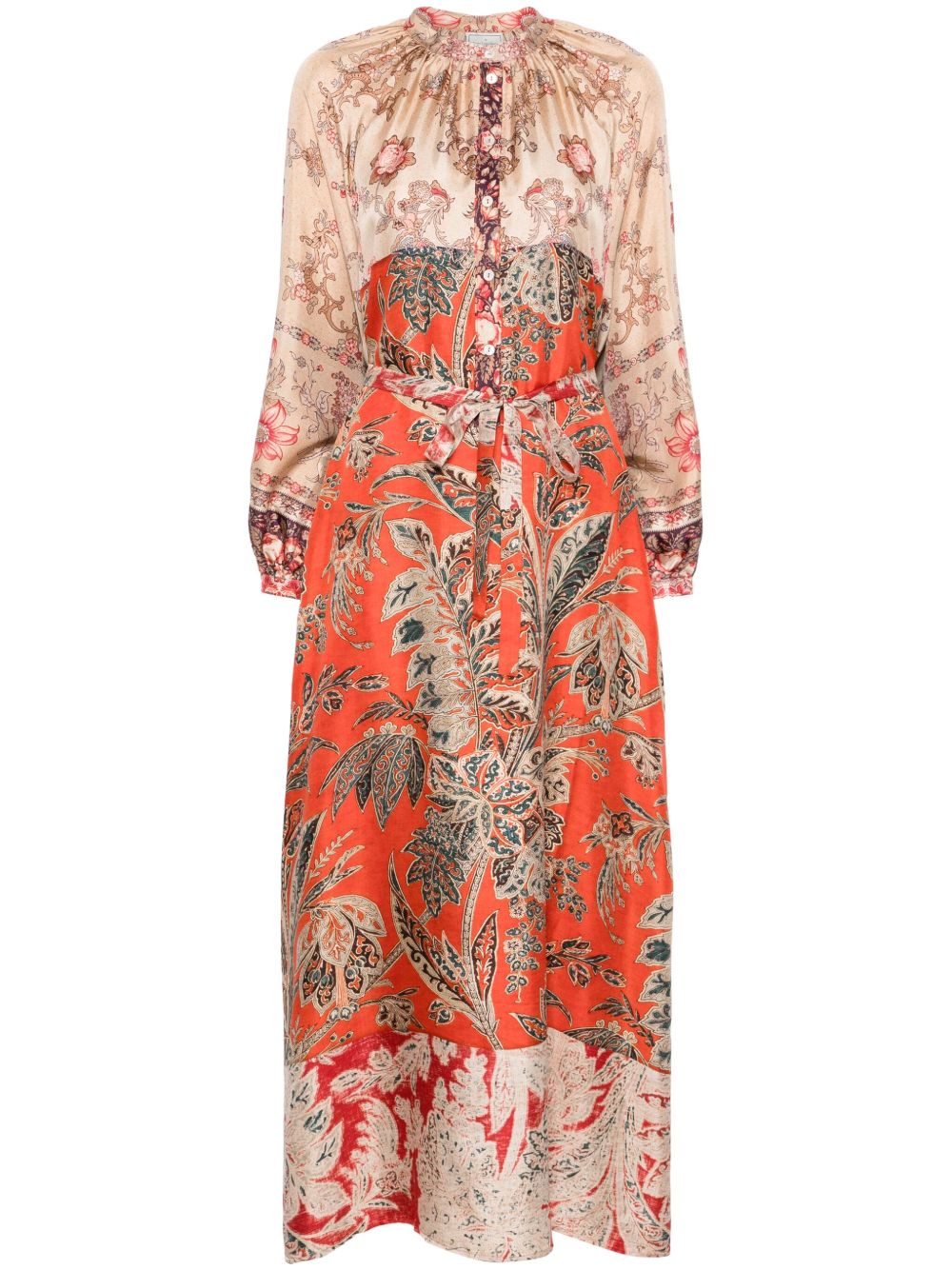 Pierre Louis Mascia Silk Maxi Dress In Brown