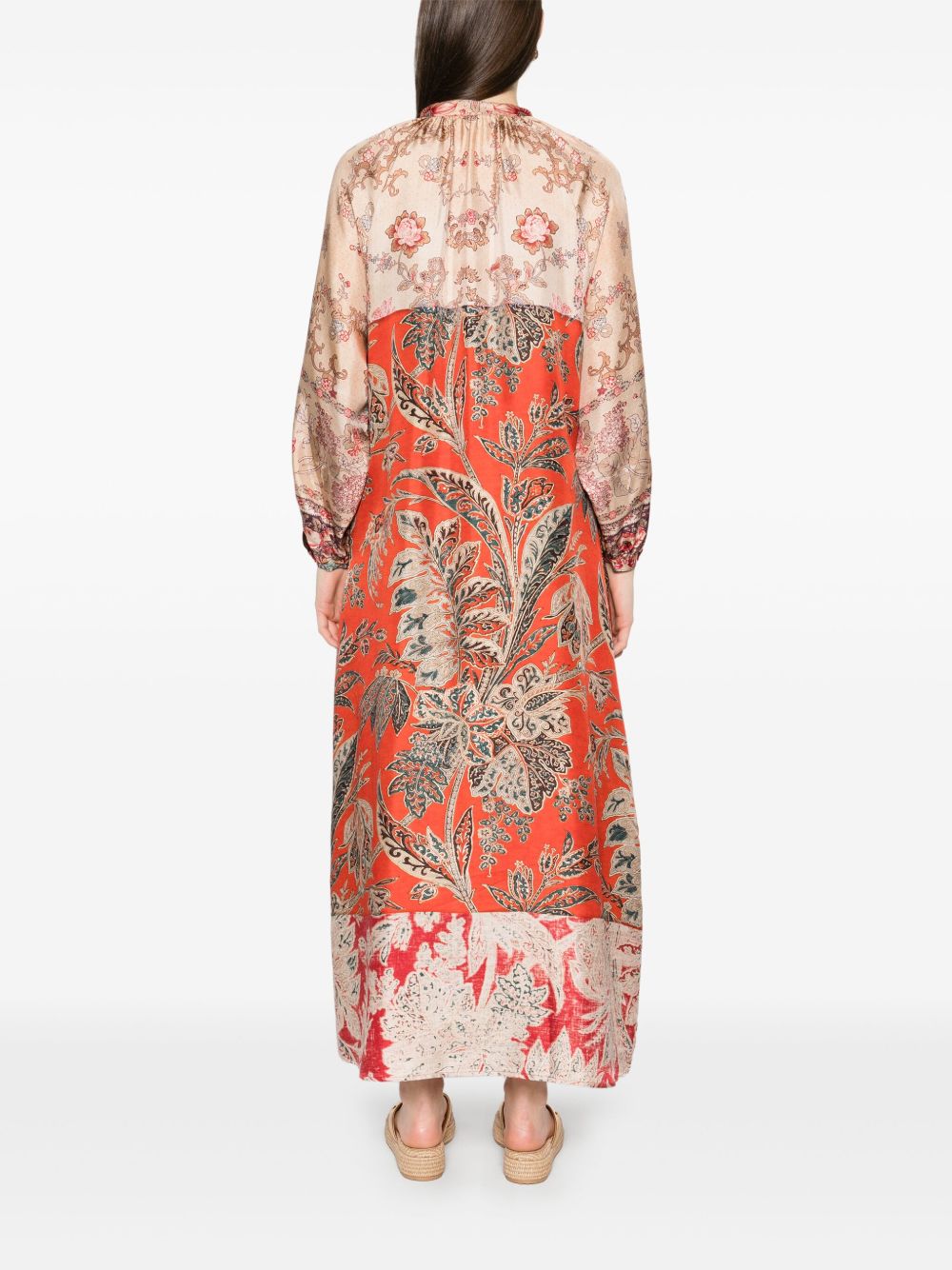 Pierre Louis Mascia Silk Maxi Dress In Brown