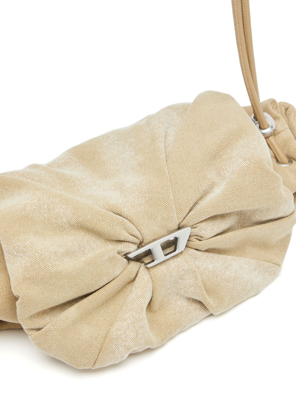 Diesel Scrunch-D Small Canvas Shoulder Bag In Beige