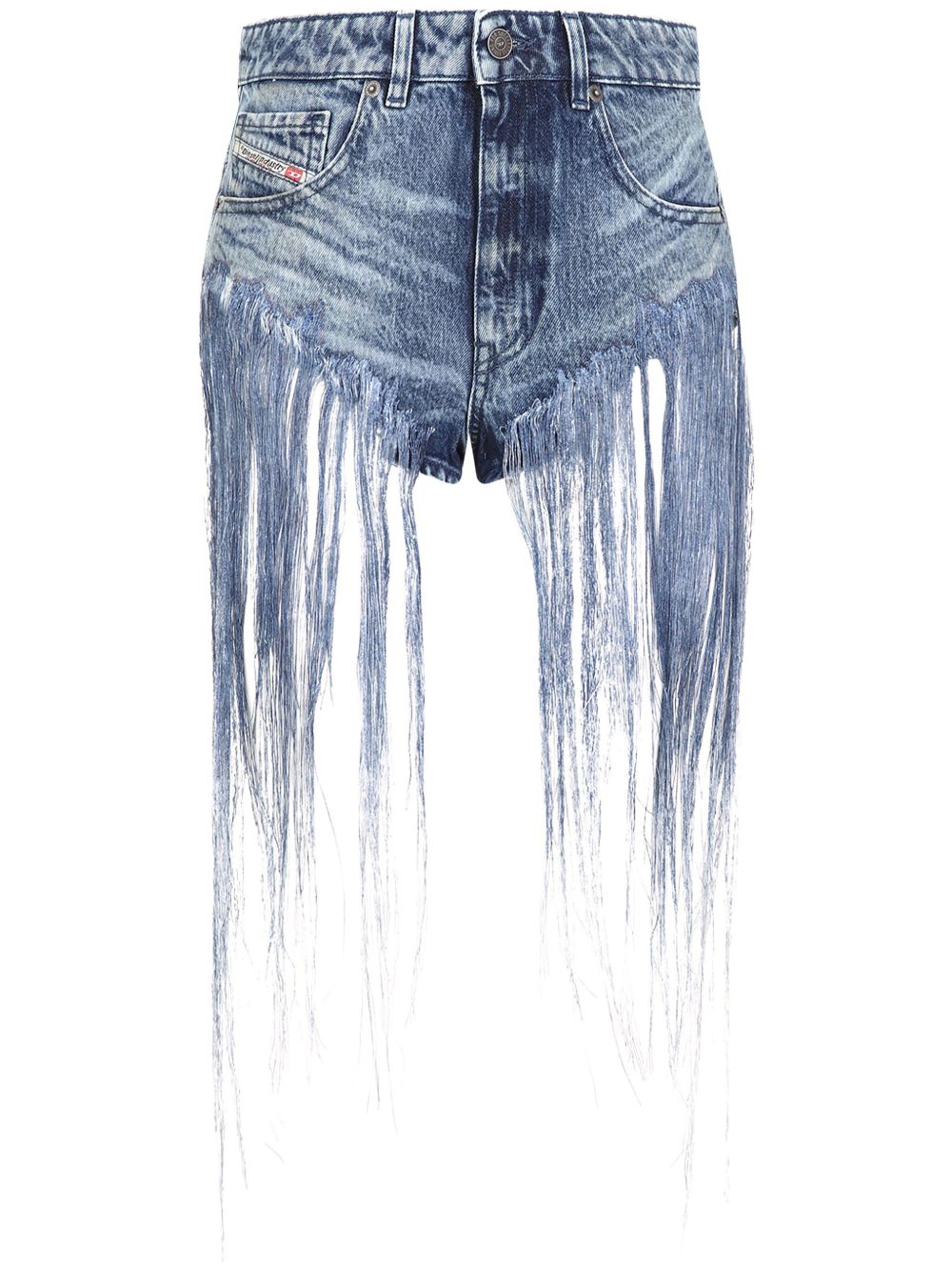 Diesel Shorts In Blue Distressed Fringed Denim