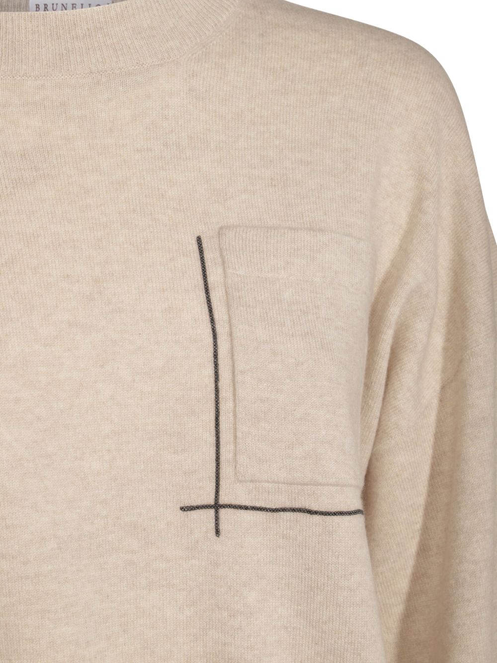 Brunello Cucinelli Silk And Wool Blended Sweater - Beige