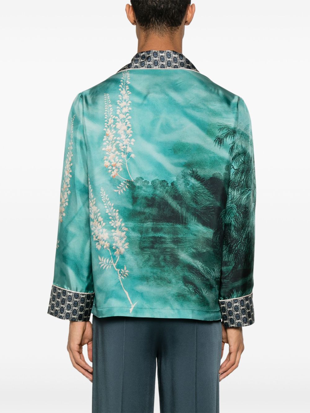 Pierre Louis Mascia Silk Double Breasted Jacket In Blue