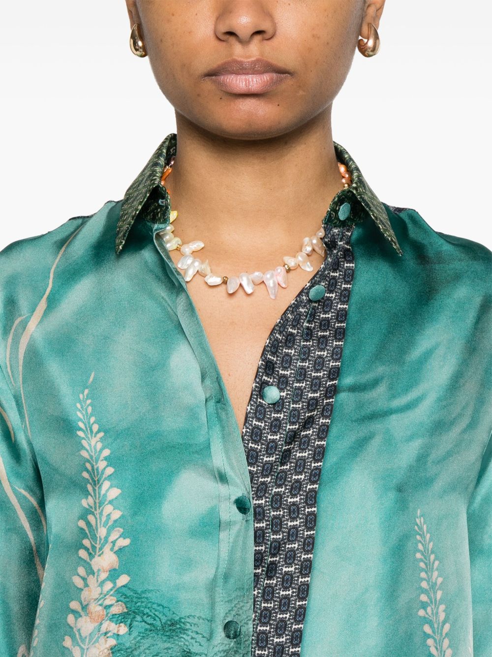 Pierre Louis Mascia Aloe Silk Shirt in Blue