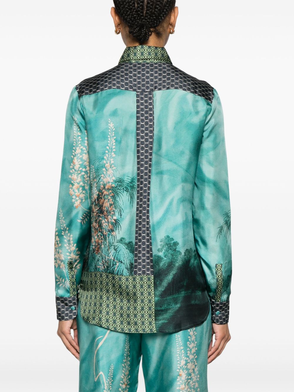 Pierre Louis Mascia Aloe Silk Shirt in Blue