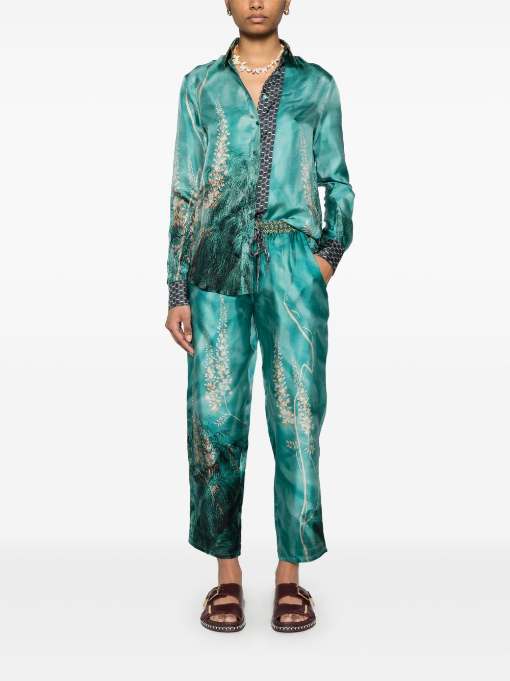 Pierre Louis Mascia Aloe Silk Shirt in Blue